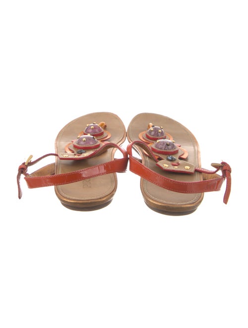 Prada Patent Leather Studded Accents T-Strap Sandals
