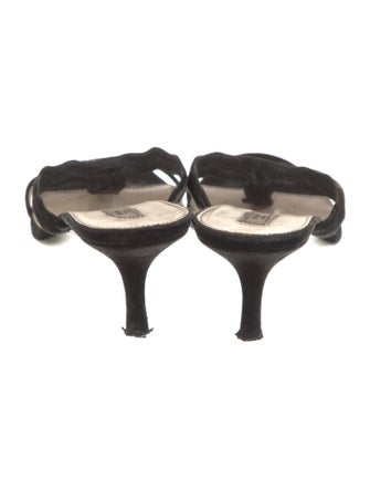 Prada Suede Scalloped Accent Slides