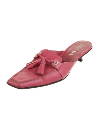 Prada Leather Tassel Accents Mules