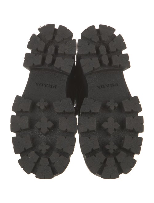 Prada Enameled Metal Triangle Leather Combat Boots