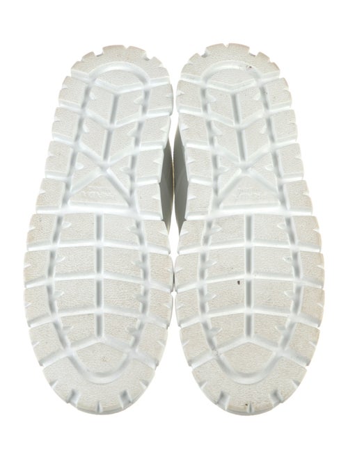 Prada Enameled Metal Triangle Leather Sneakers