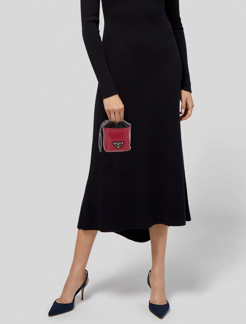 Prada Enameled Metal Triangle Bucket Bag