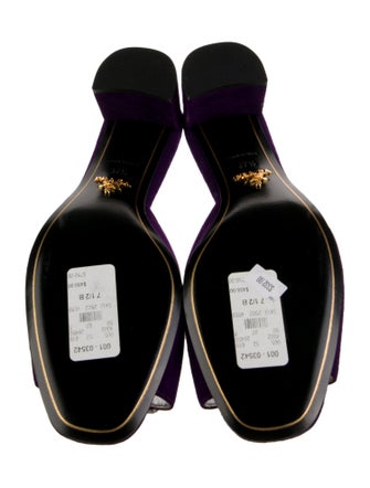 Prada Suede Crystal Embellishments Slides