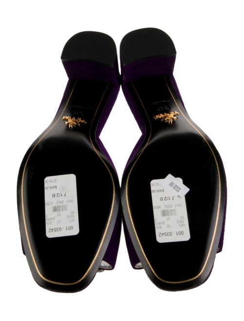Prada Suede Crystal Embellishments Slides