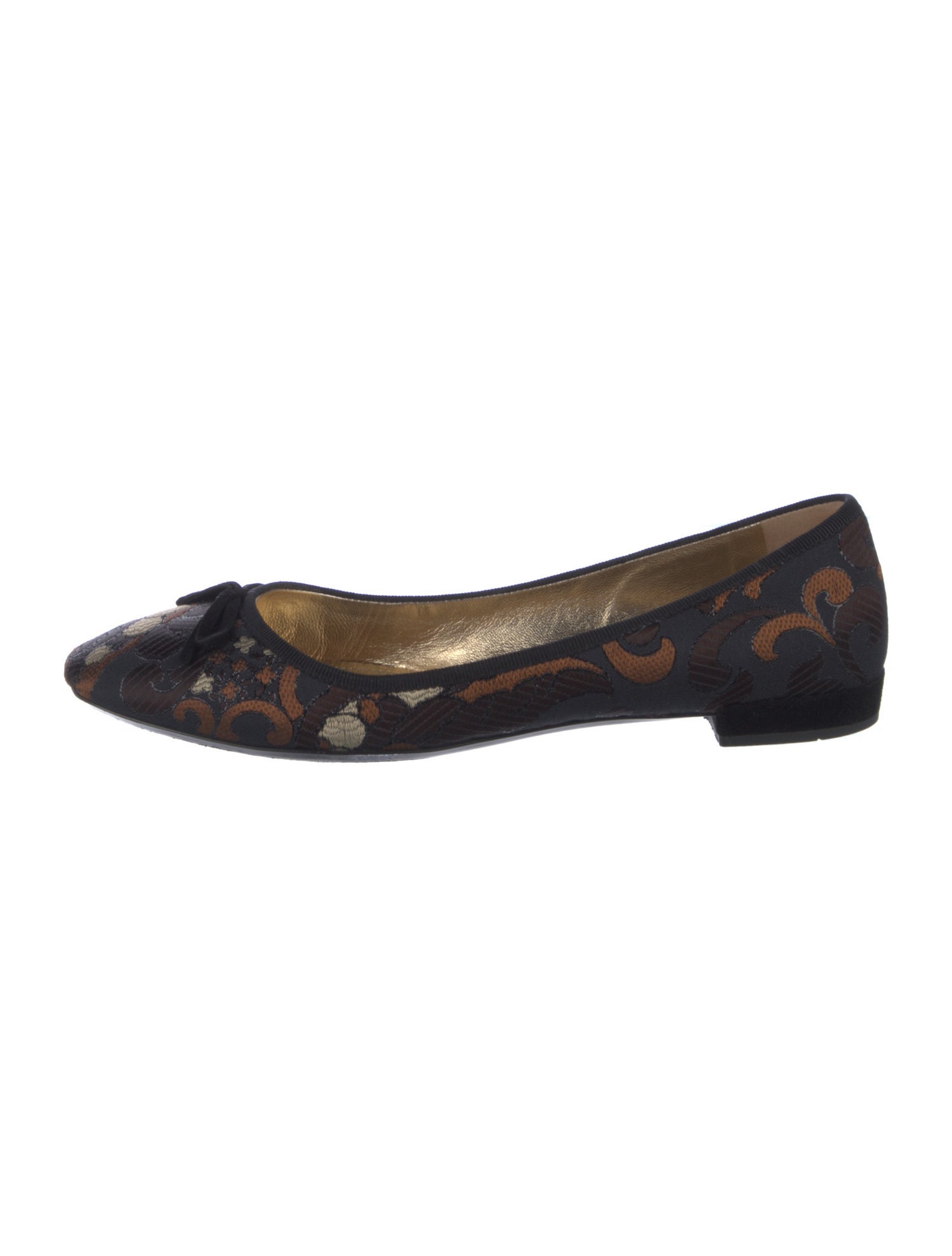 Prada Printed Bow Accents Flats