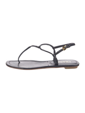 Prada Patent Leather T-Strap Sandals