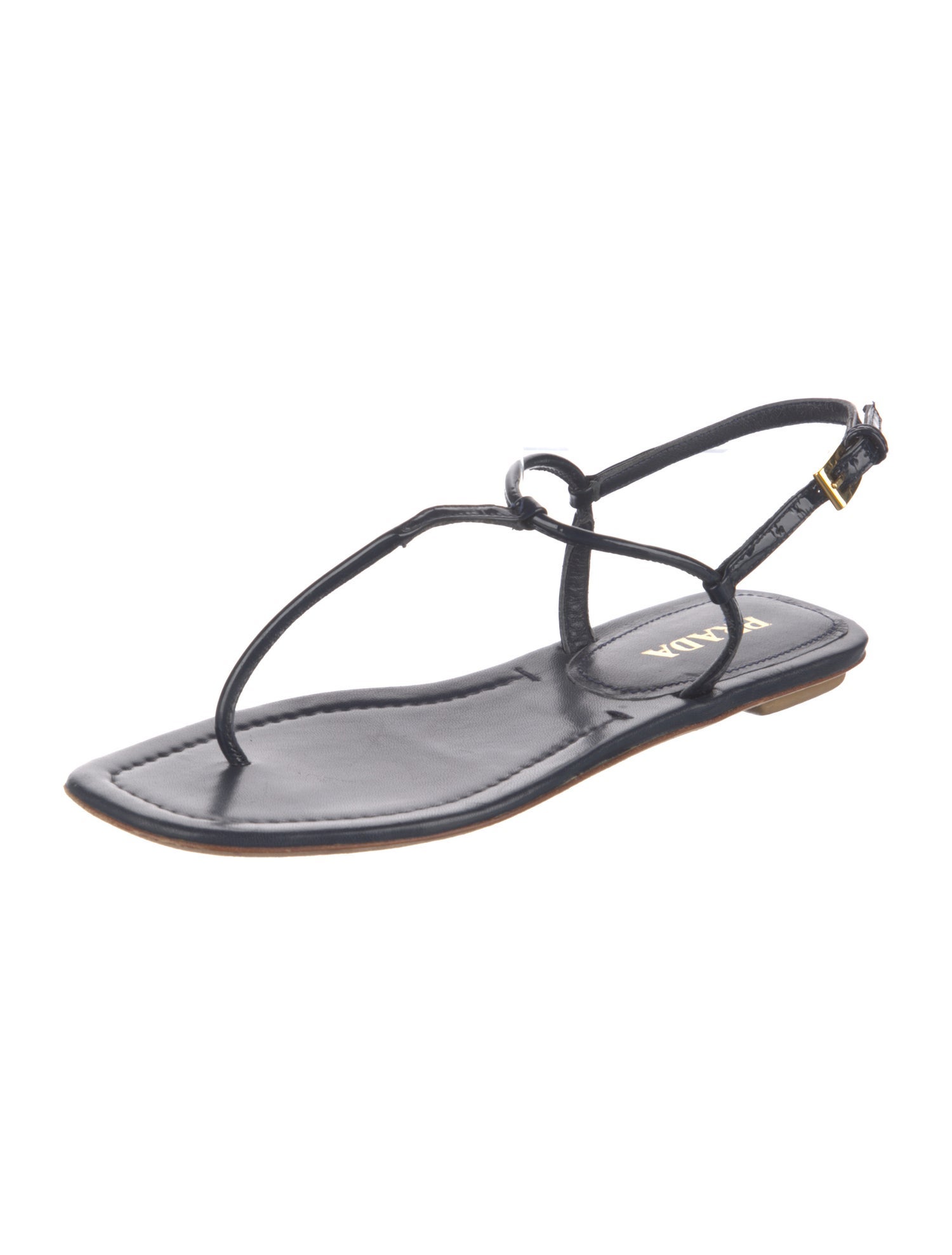 Prada Patent Leather T-Strap Sandals
