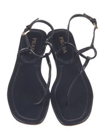 Prada Patent Leather T-Strap Sandals