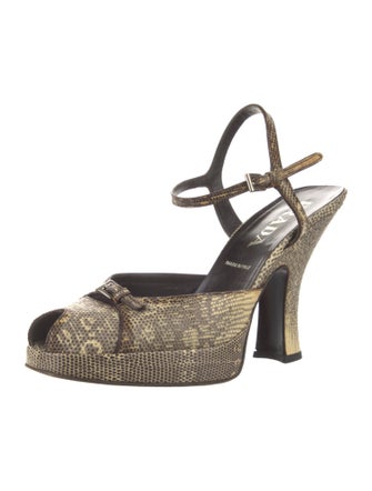 Prada Leather Animal Print Slingback Pumps