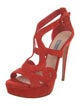 Prada Suede Cutout Accent T-Strap Sandals