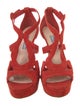Prada Suede Cutout Accent T-Strap Sandals