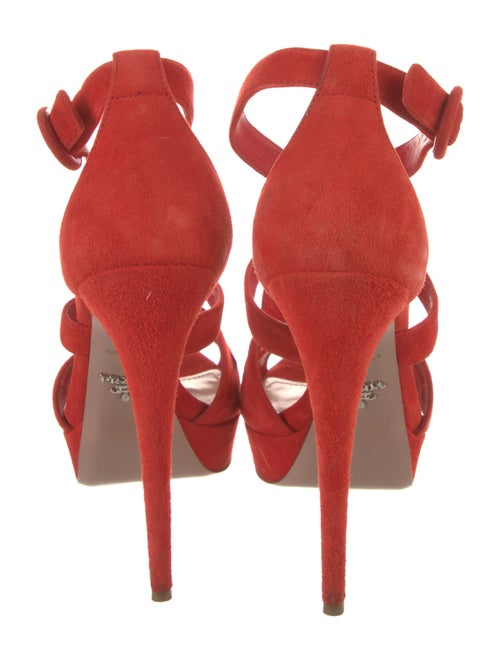 Prada Suede Cutout Accent T-Strap Sandals