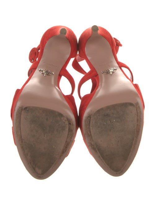 Prada Suede Cutout Accent T-Strap Sandals