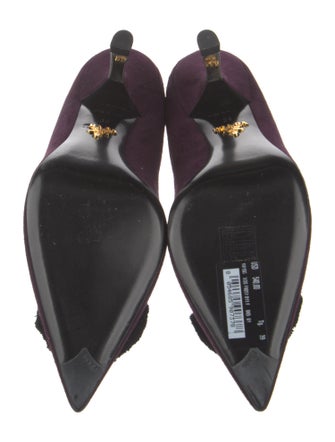 Prada Suede Crystal Embellishments Pumps