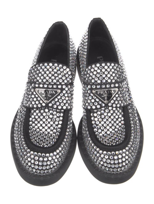Prada Enameled Metal Triangle Velvet Oxfords