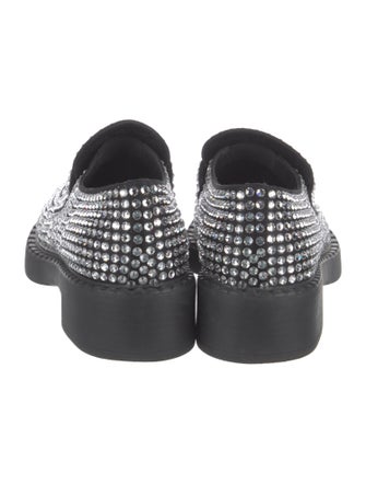 Prada Enameled Metal Triangle Velvet Oxfords