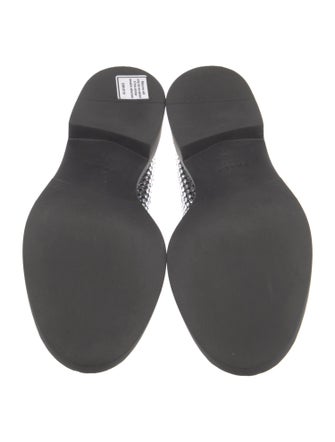 Prada Enameled Metal Triangle Velvet Oxfords