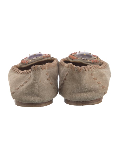 Prada Suede Whipstitch Trim Ballet Flats