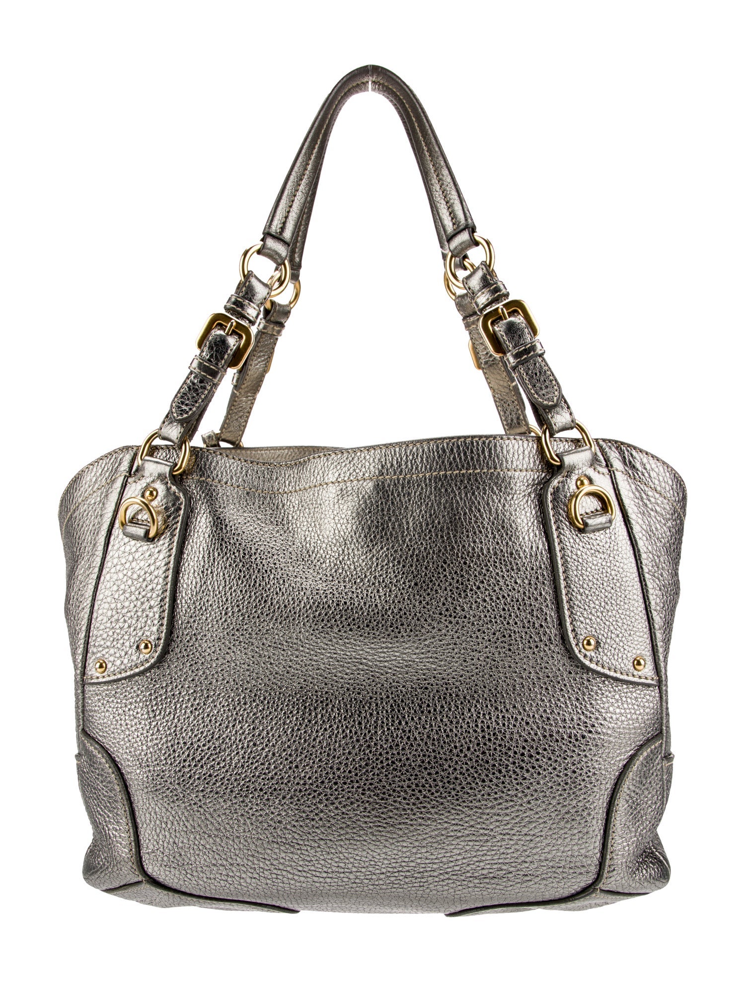 Prada Vitello Daino Leather Shoulder Bag - Silver Shoulder Bags