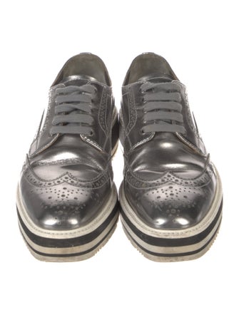 Prada Leather Eyelet Trim Oxfords