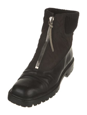 Prada Leather Printed Combat Boots