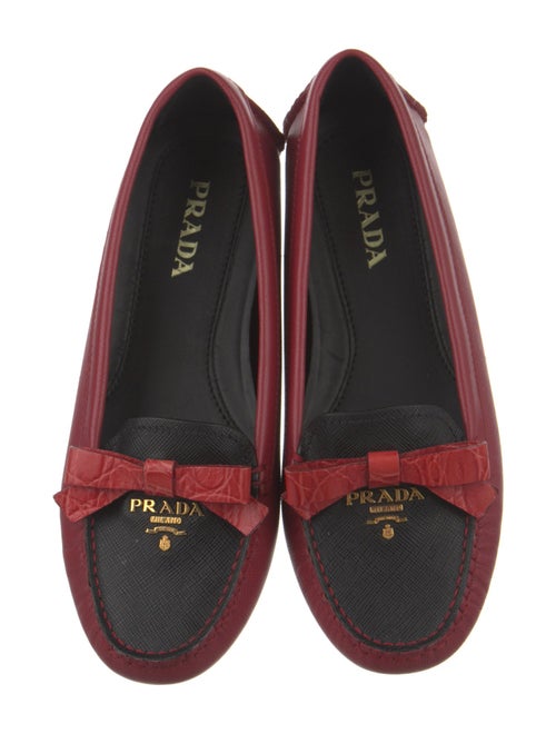 Prada Leather Bow Accents Moccasins