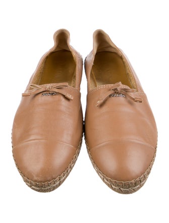Prada Leather Whipstitch Trim Espadrilles
