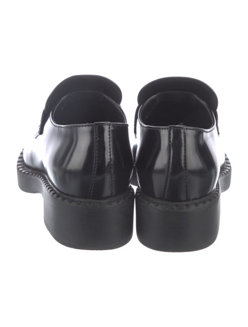 Prada Enameled Metal Triangle Patent Leather Oxfords