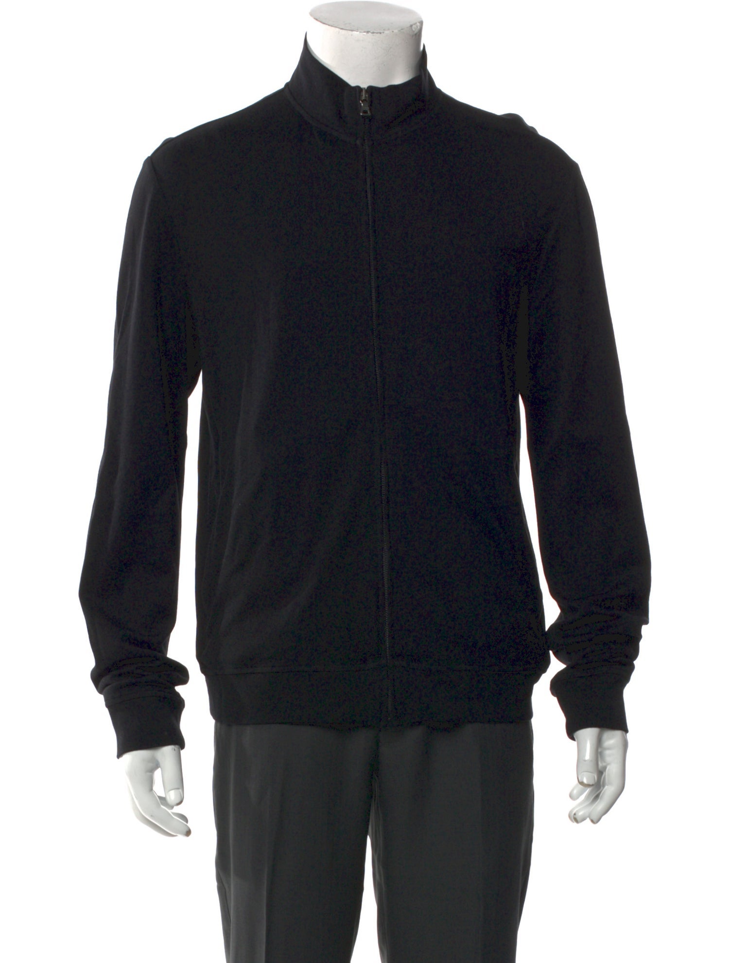 Prada Enameled Metal Triangle Mock Neck Cardigan