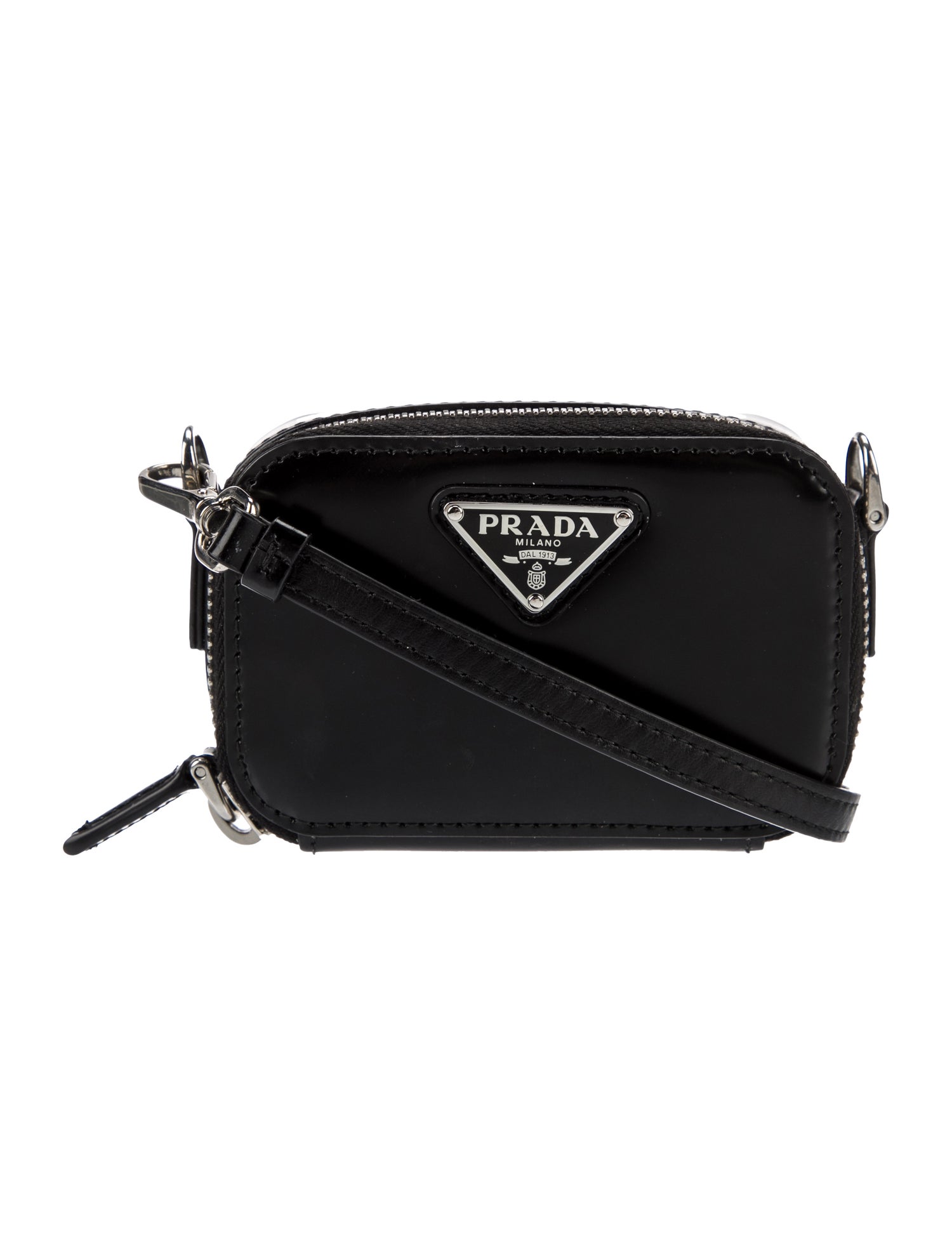 Prada Enameled Metal Triangle Crossbody Bag - Black Crossbody Bags ...