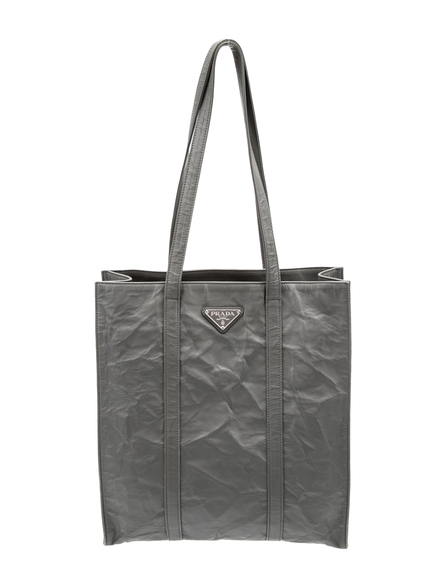 Prada Enameled Metal Triangle Tote