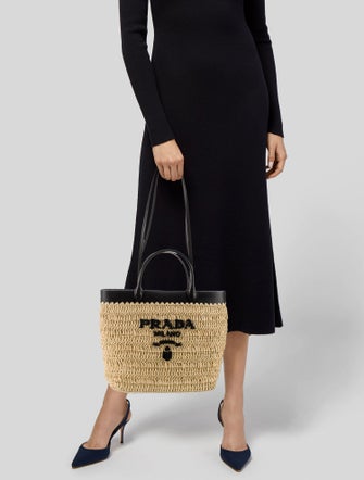 Prada Raffia Bucket Bag Small