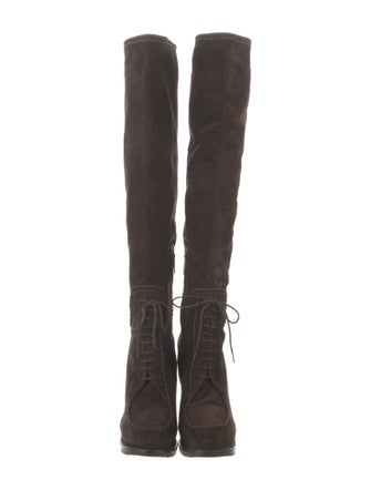 Prada Suede Lace-Up Boots
