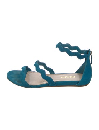 Prada Suede Scalloped Accent Sandals