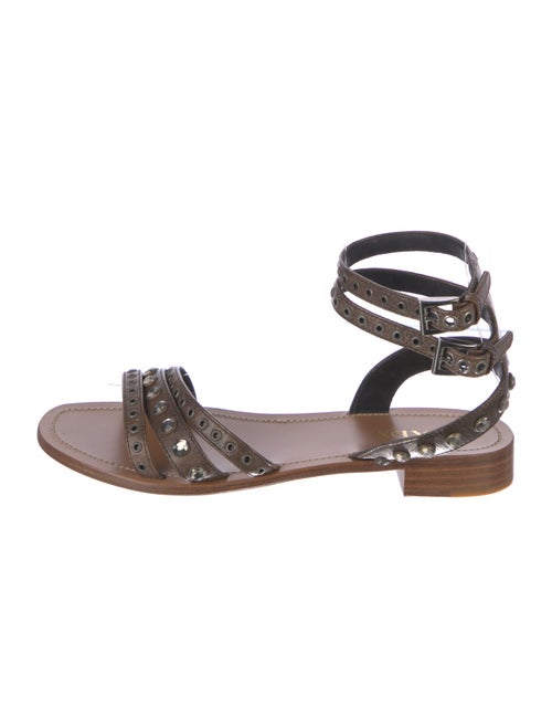 Prada Leather Crystal Embellishments Gladiator Sandals