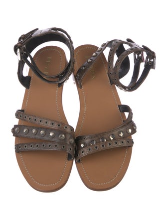 Prada Leather Crystal Embellishments Gladiator Sandals