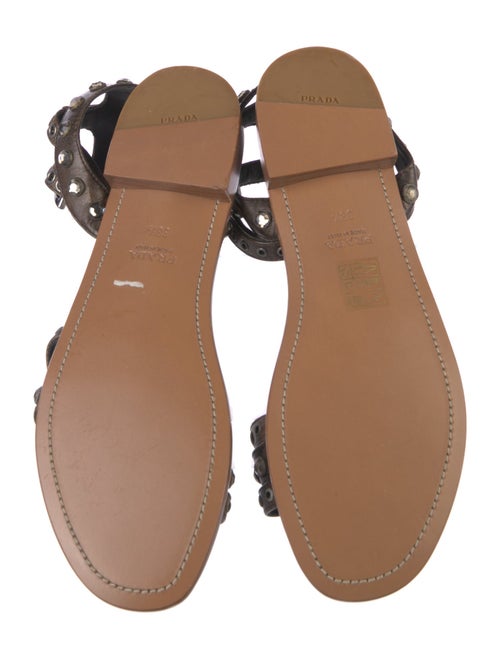 Prada Leather Crystal Embellishments Gladiator Sandals