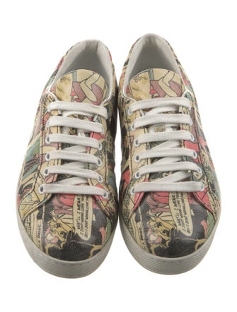 Prada Leather Printed Sneakers