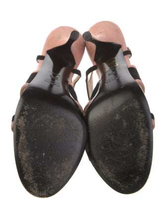 Prada Suede Cutout Accent T-Strap Sandals