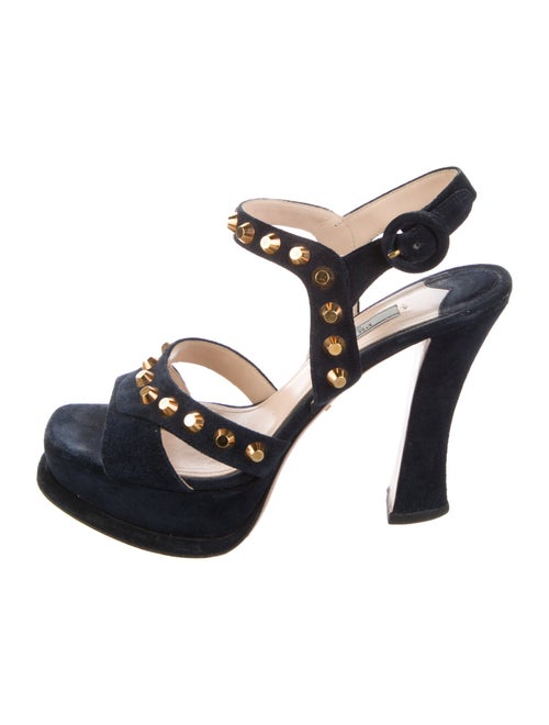 Prada Suede Studded Accents Slingback Sandals