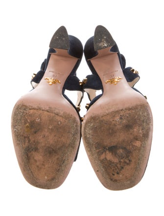 Prada Suede Studded Accents Slingback Sandals