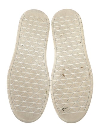 Prada Enameled Metal Triangle Leather Sneakers