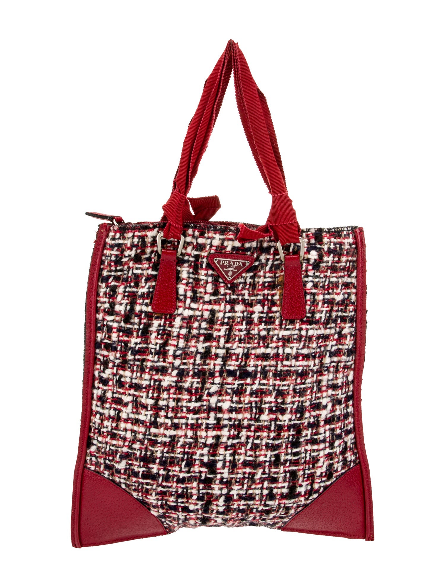 Prada Enameled Metal Triangle Top Handle Bag