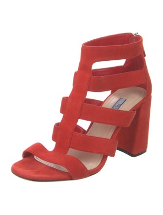 Prada Suede Cutout Accent Gladiator Sandals
