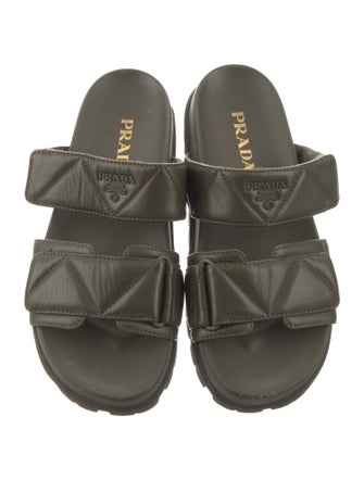 Prada Quilted Pattern Leather Slides