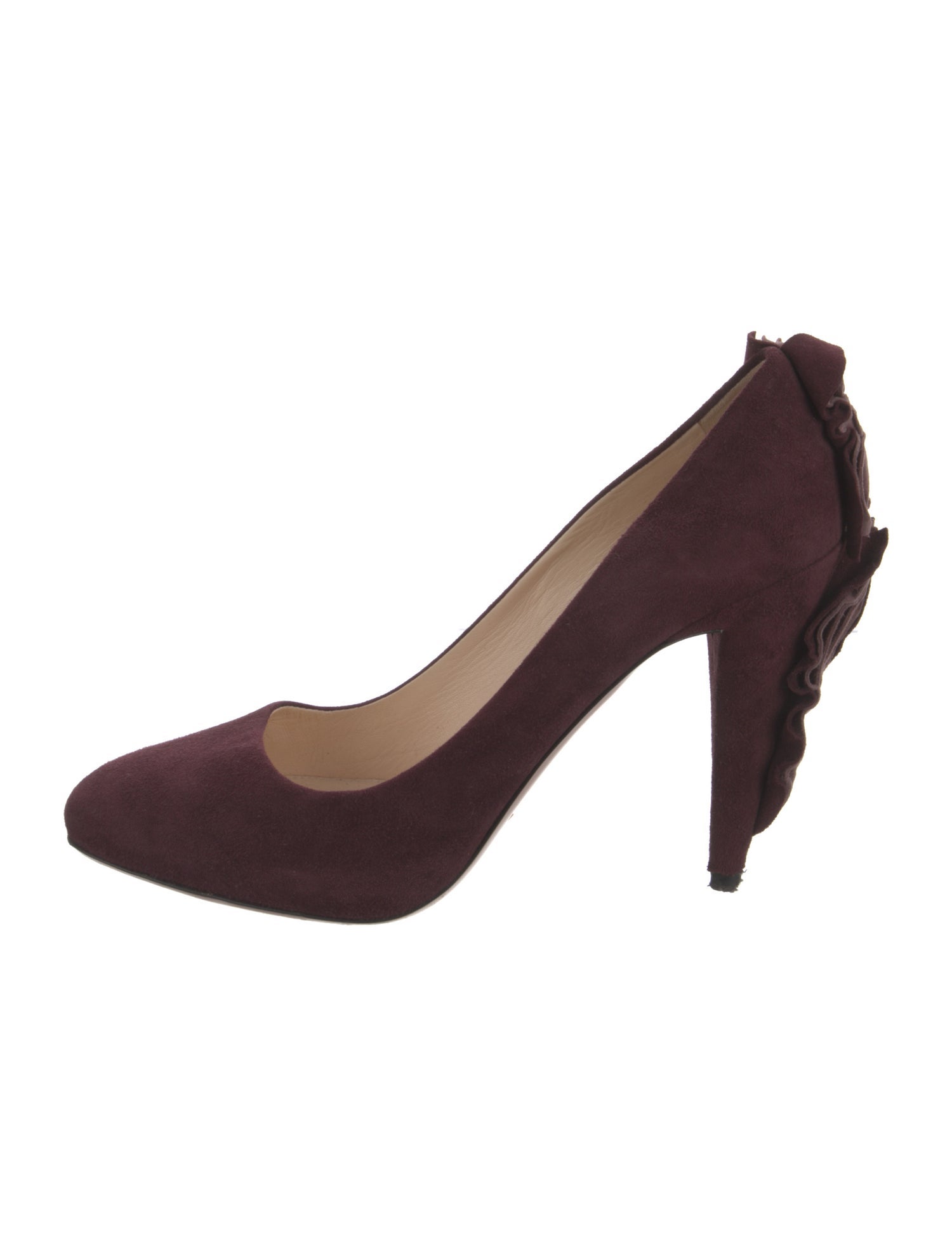 Prada Suede Ruffle Embellishment Pumps