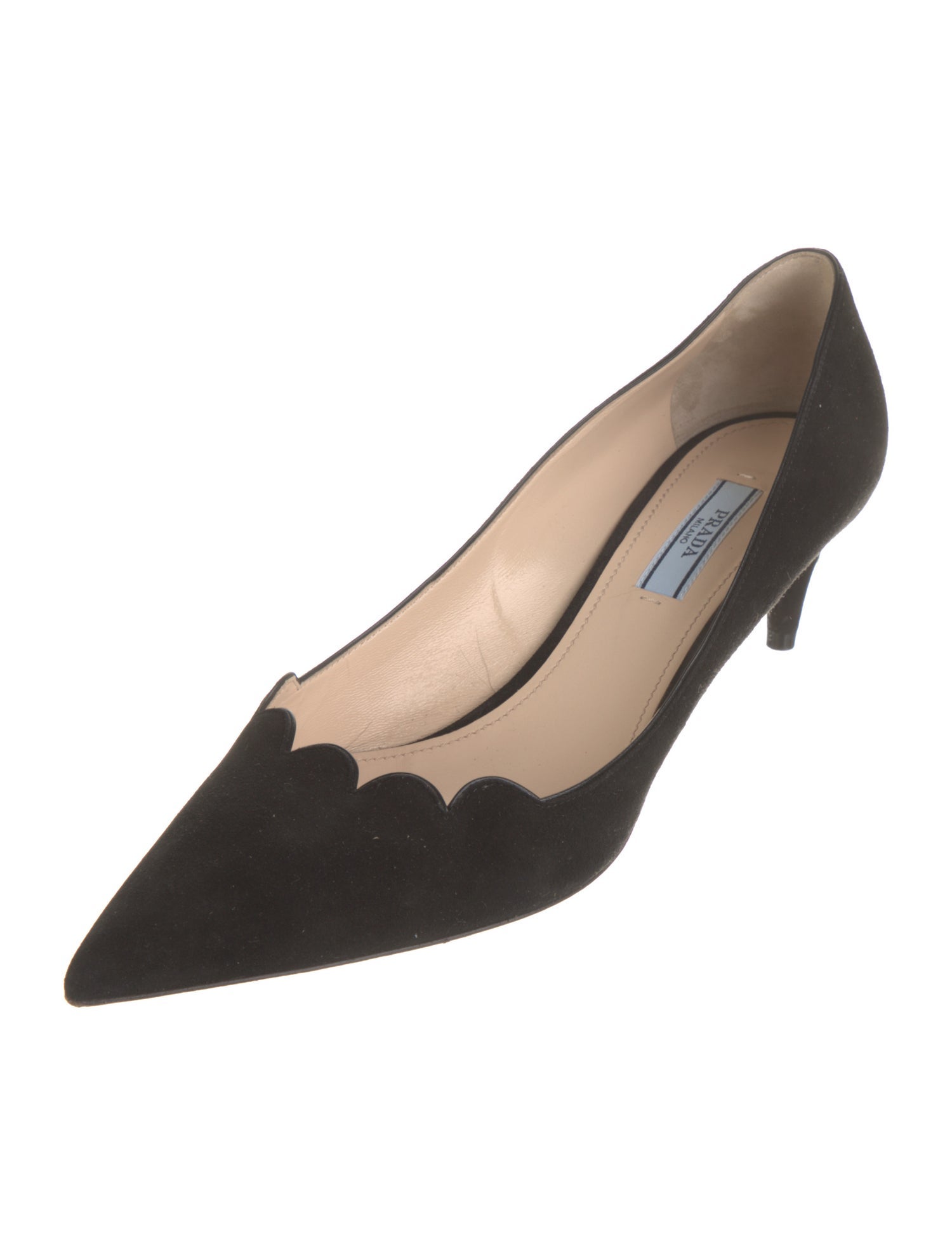 Prada Suede Scalloped Accent Pumps