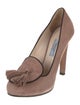 Prada Suede Tassel Accents Pumps