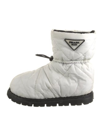 Prada Nylon Graphic Print Snow Boots