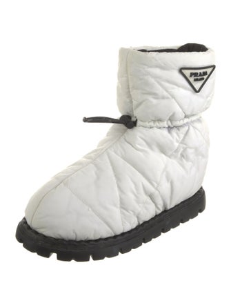 Prada Nylon Graphic Print Snow Boots
